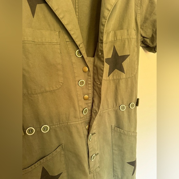 NEW Pistola Grover Jumpsuit Royal Honor Green Denim Stars Size XS NWOT - Picture 6 of 10